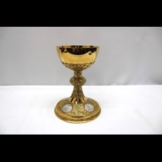 7 5/8" Sterling Chalice w/ 2-Tone Medallions SKU C400-006